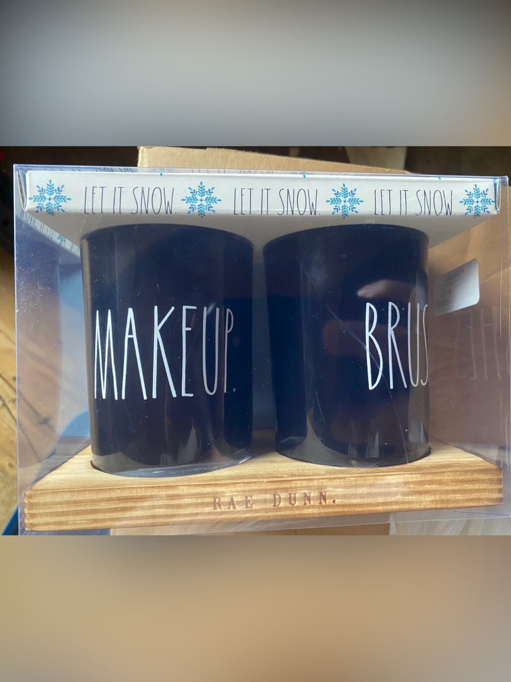 Rae Dunn Black Makeup Brush Holders Set